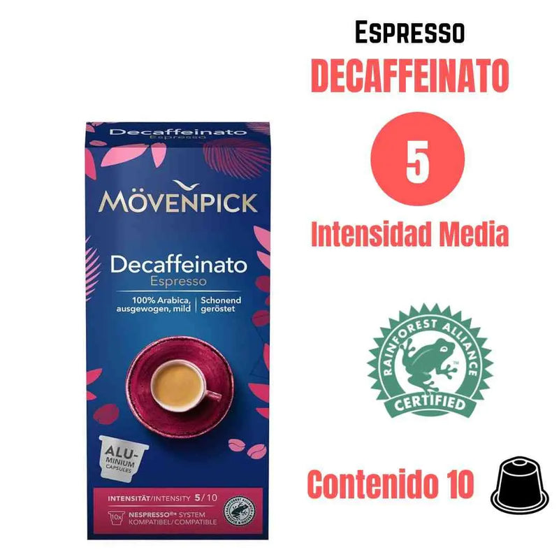 Mövenpick Descafeinado cápsulas Nespresso® — cápsulas suizas descafeinadas, todo el sabor