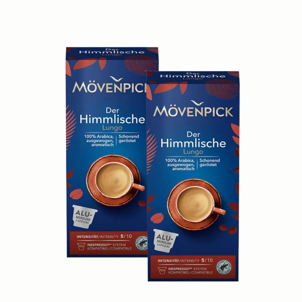 2x Mövenpick Der Himmlische Lungo Nespresso® — pack 2x cápsulas suizas, lungo celestial suave