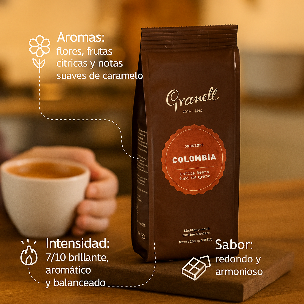 Café Granell Colombia en Grano — 100% arábica, segunda imagen del producto