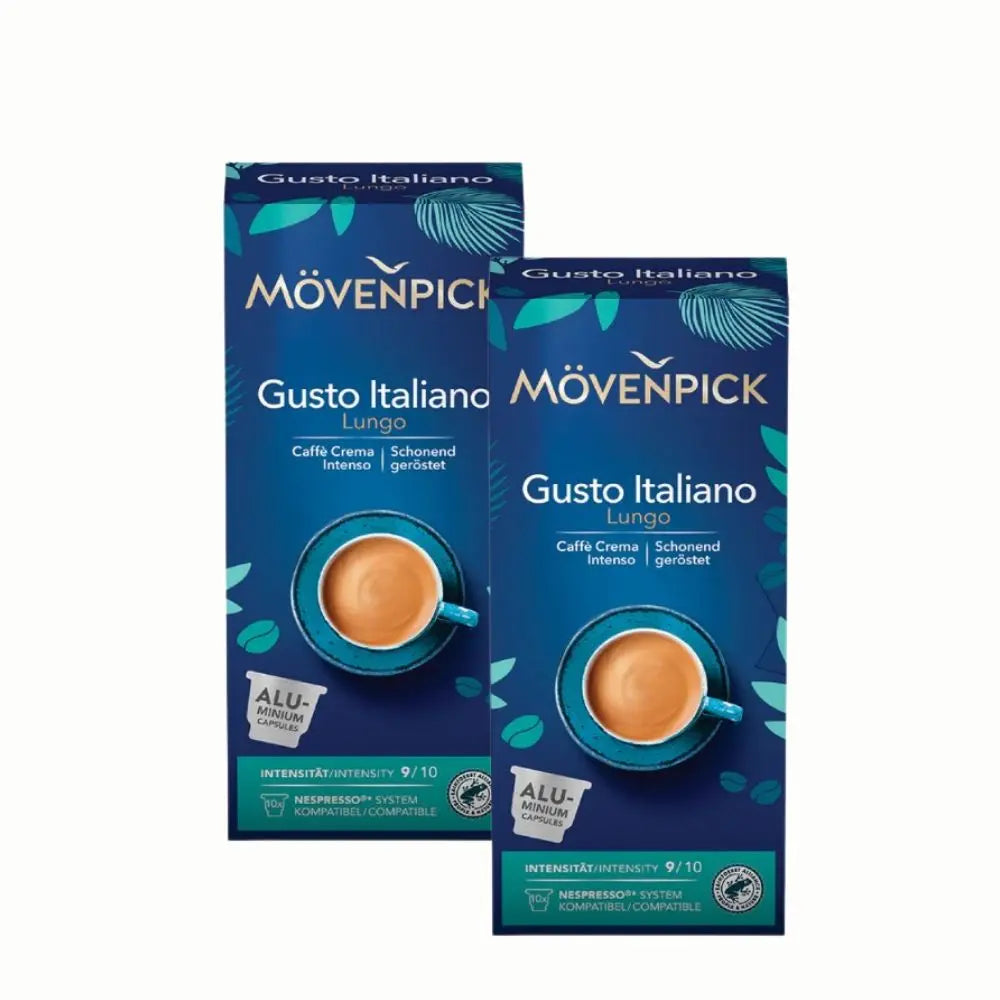 2x Mövenpick Crema Gusto Italiano Lungo Nespresso® — pack 2x cápsulas suizas lungo estilo italiano