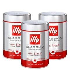 3x Café Illy Molido Classico 250g — blend 100% arábica en lata hermética, tueste medio
