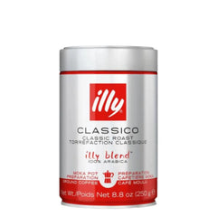 Café Illy Molido Classico Moka 250g — 100% arábica, molienda específica para cafetera moka