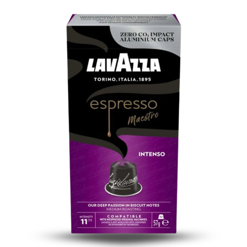 Lavazza Intenso cápsulas Nespresso® — espresso intenso con perfil aromático sofisticado