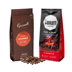 Pack Duo Café en Grano Bialetti Classico + Granell Colombia 500g c/u — estilo italiano y origen puro