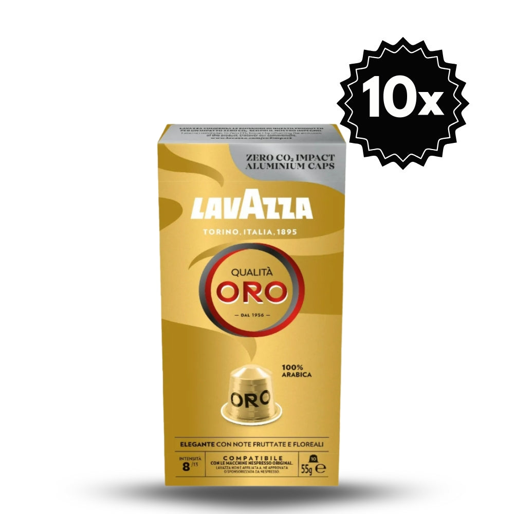 100 Cápsulas Lavazza Qualita Oro para Nespresso® — blend italiano aromático, 100% arábica premium