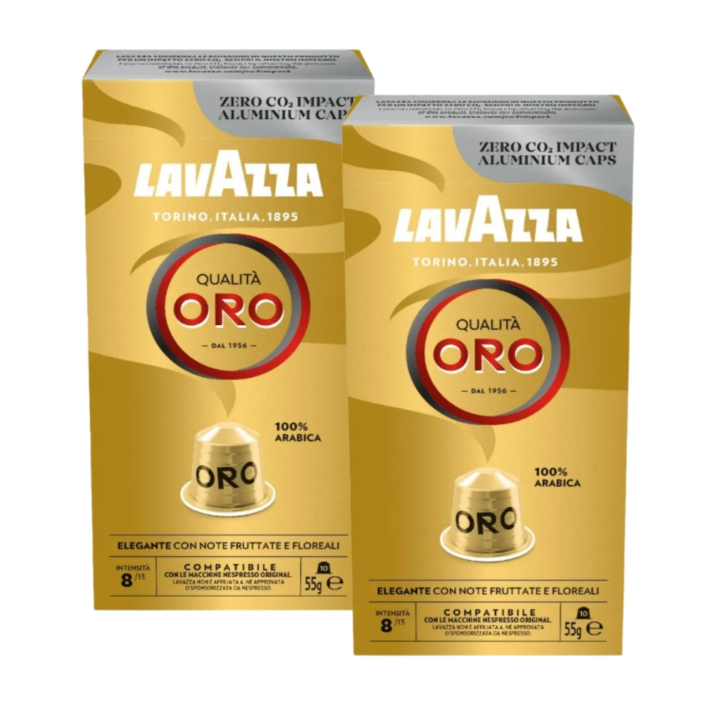 2x Lavazza Qualita Oro cápsulas Nespresso® — blend italiano aromático, 100% arábica premium