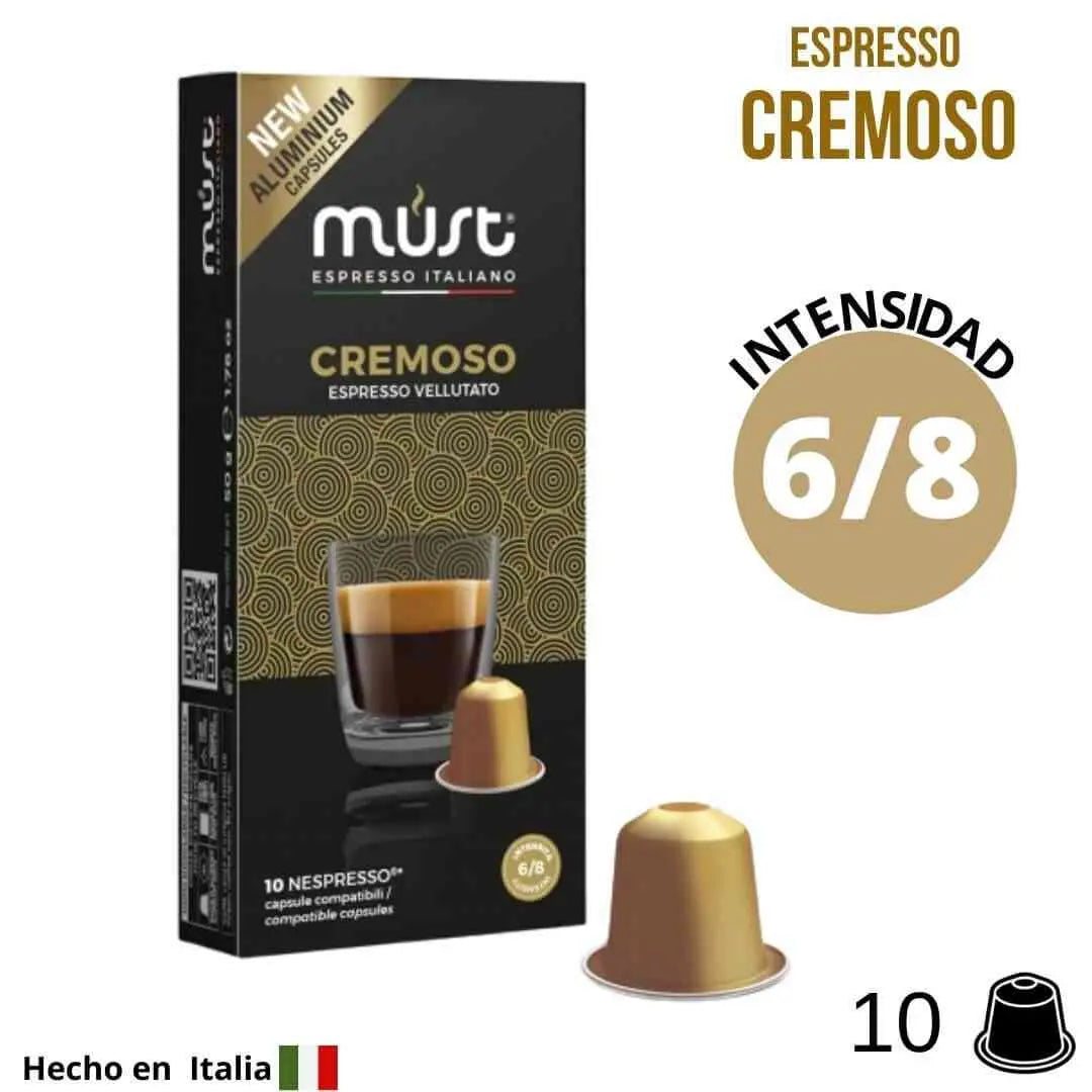 Cápsulas Must Cremoso para Nespresso — 100% arábica, notas de nuez y cacao sin azúcar